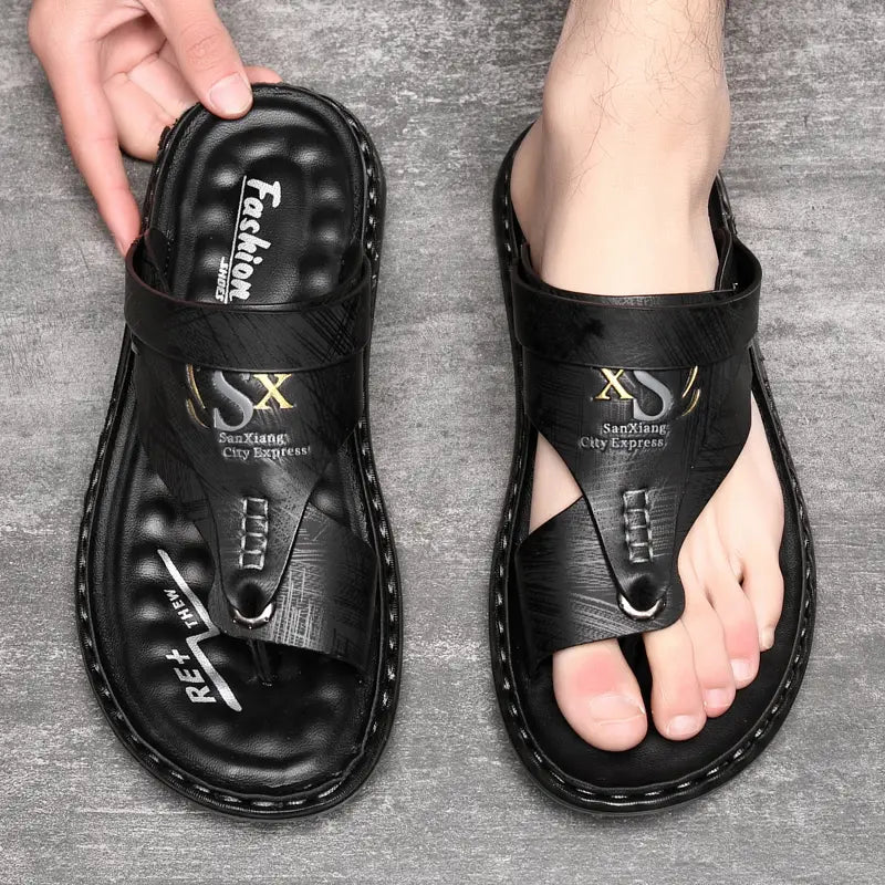 SAN LEATHER® Sandalias para hombre en Cuero Original con base ultraacolchada