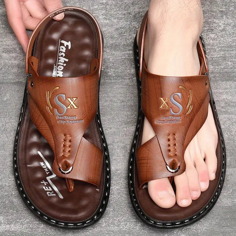 SAN LEATHER® Sandalias para hombre en Cuero Original con base ultraacolchada