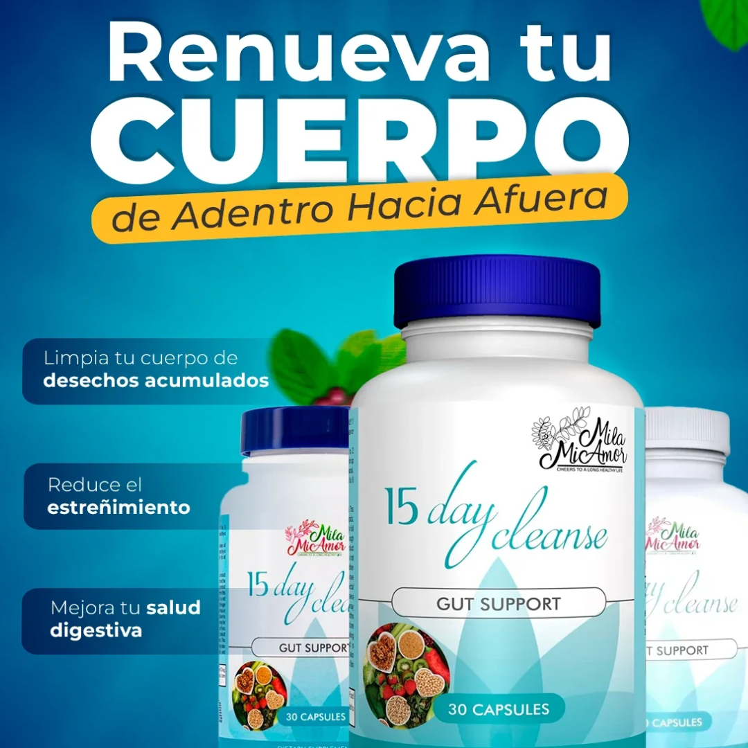 15 Day Cleanse - Detox Avanzado con extractos naturales (30 cápsulas x tarro)🍃