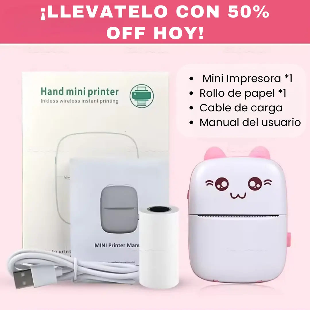 Kawaii Thermal Printer (incluye rollo térmico de impresión)