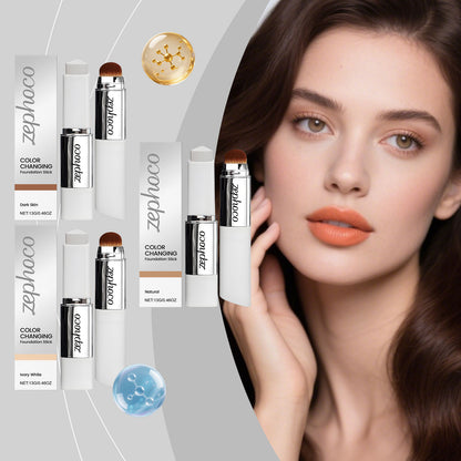 Base de maquillaje en barra ZEPHOCO que cambia de color, ligera, hidratante, suave, no pastosa,