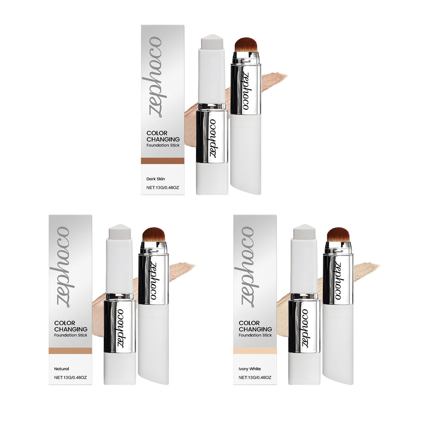 Base de maquillaje en barra ZEPHOCO que cambia de color, ligera, hidratante, suave, no pastosa,