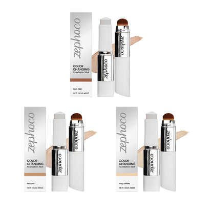 Base de maquillaje en barra ZEPHOCO que cambia de color, ligera, hidratante, suave, no pastosa,