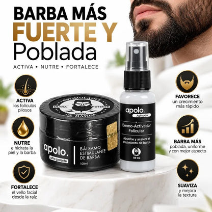 🧔🏻Bálsamo Estimulante De Barba Apolo + Activador : Barba más densa, fuerte y saludable🧴