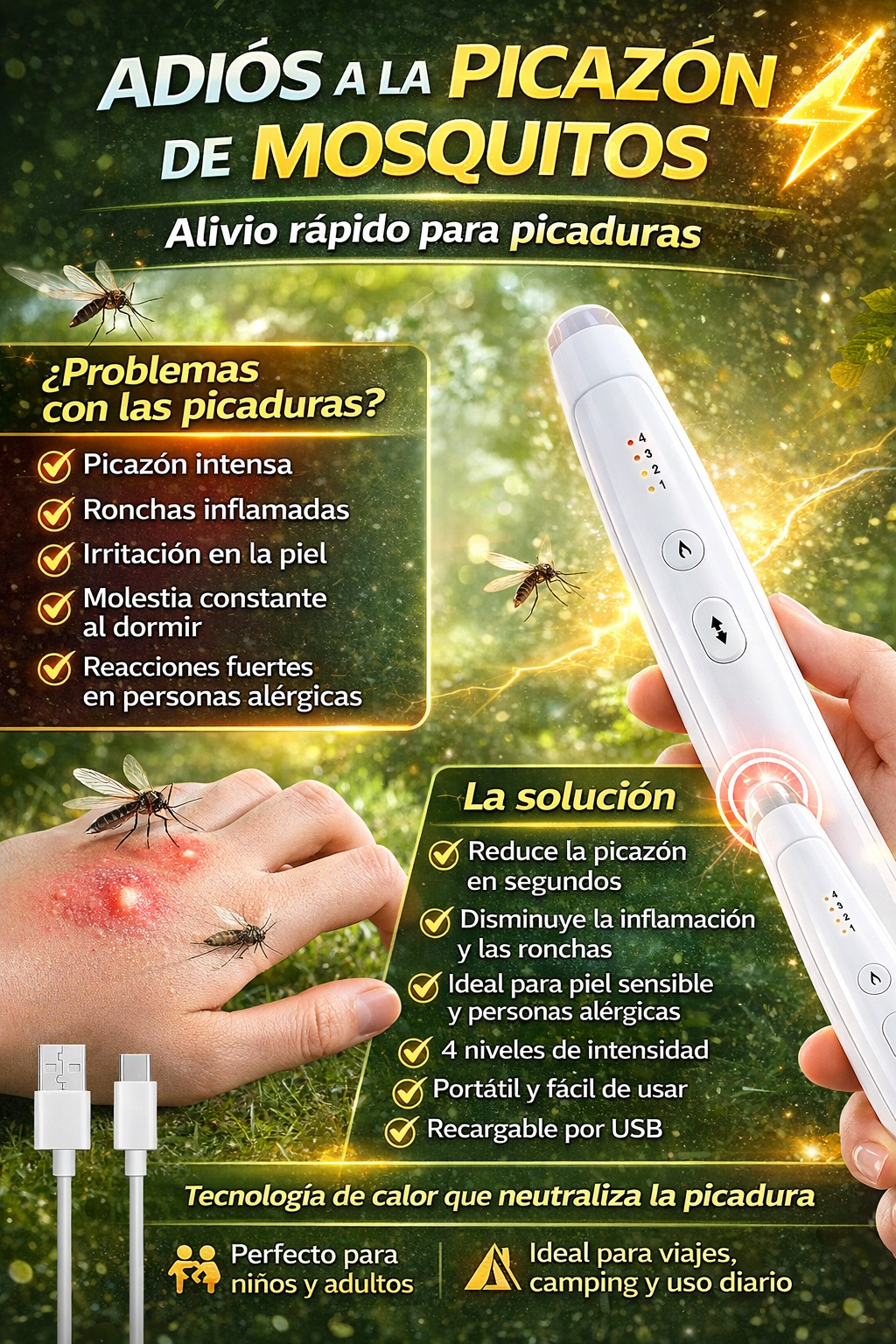 Bolígrafo térmico para picaduras de insectos
