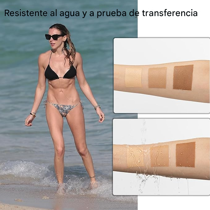 Corrector Corporal Waterproof Sin Transferencia + Brocha Profesional Cubre Varices y Tatuajes Sin Transferirse