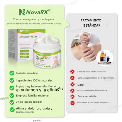Crema NovaRX® con magnesio y menta para aliviar el dolor de la artritis y favorecer la curación de los huesos